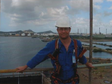 As Chief Engineer, inspecting the stack in Curacao in 2017.