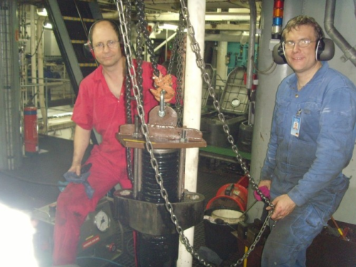 As Chief Engineer, helping with a main engine overhaul, 2016